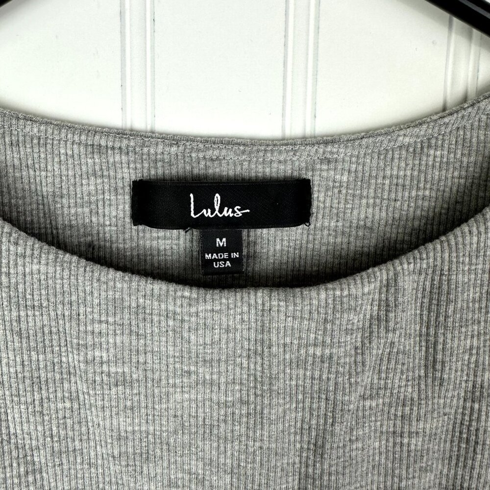 Lulu's Dress Bodycon Stretchy Knit Gray Ruched sides size Medium‎ - Picture 2 of 5